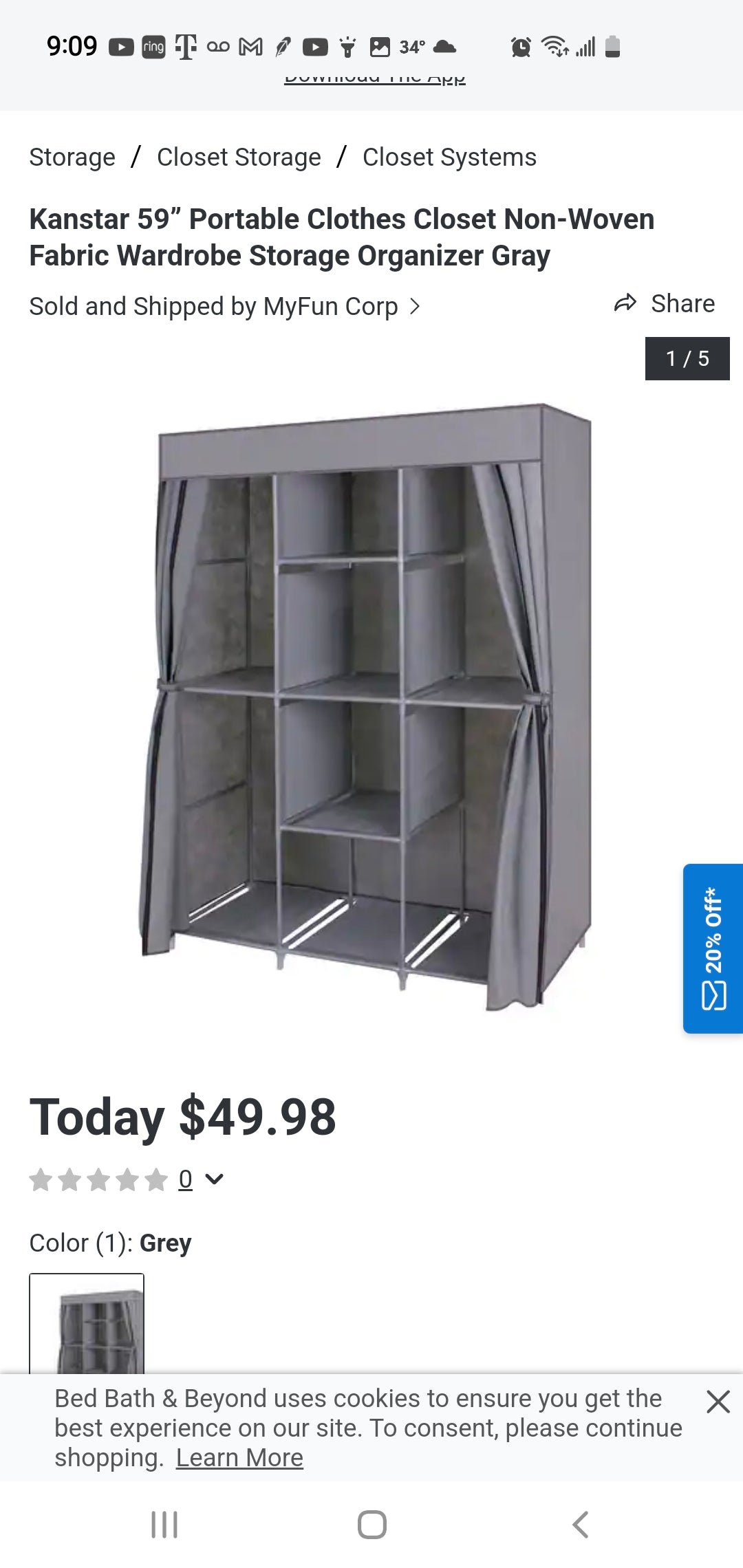 Portable storage closet